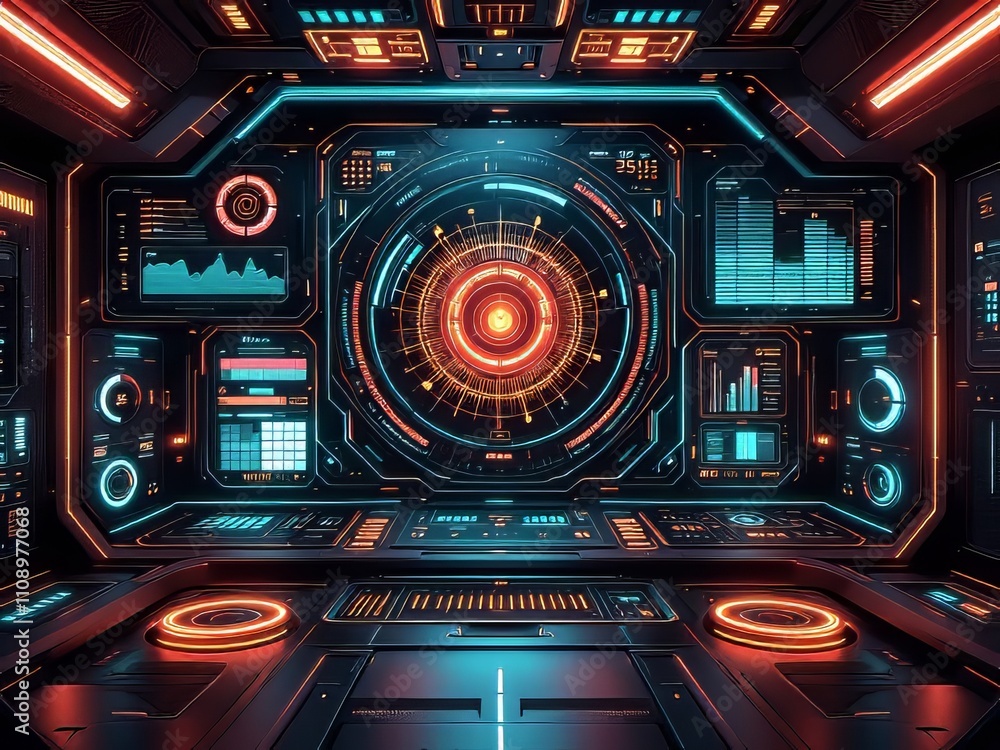 Obraz premium High-tech HUD background; dynamic visuals; photorealistic.