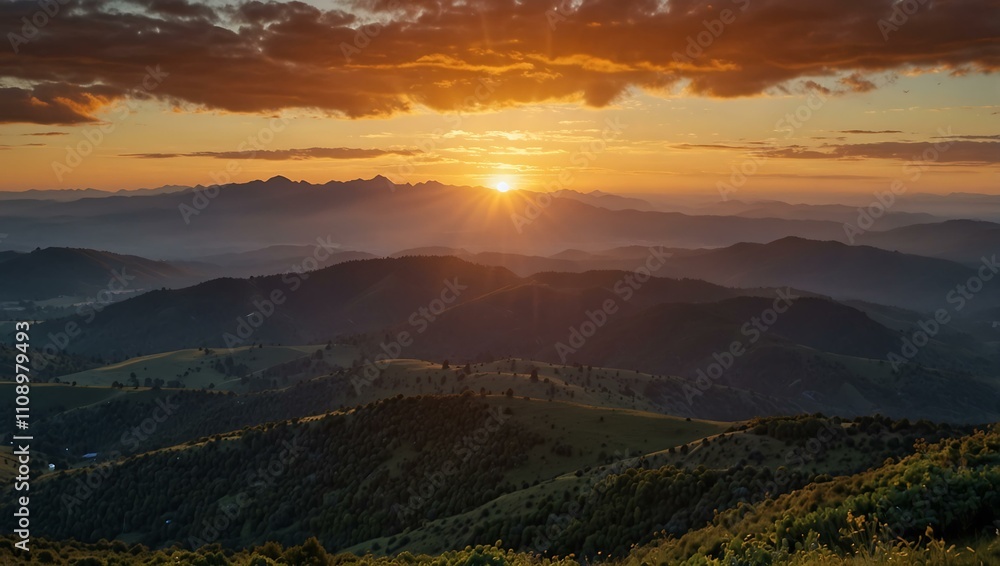 Obraz premium Sunrise over mountains.