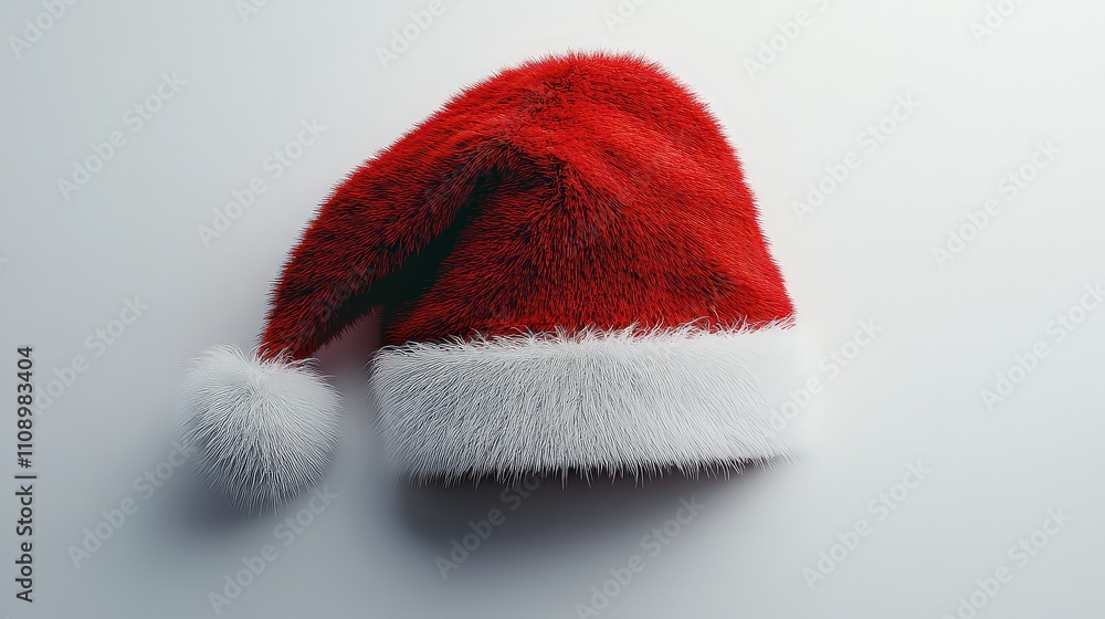 Iconic red Santa hat with white trim on simple background symbolizes festive cheer and traditional Christmas celebrations. Iconic red Santa hat with white trim on simple background symbolizes festive cheer and traditional Christmas celebrations.