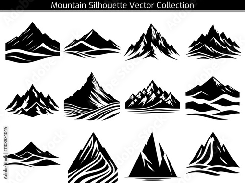 Set of Mountain Silhouette Vector Illustration