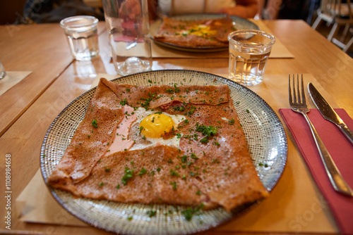 Savory crepes called galettes, Brittany, France