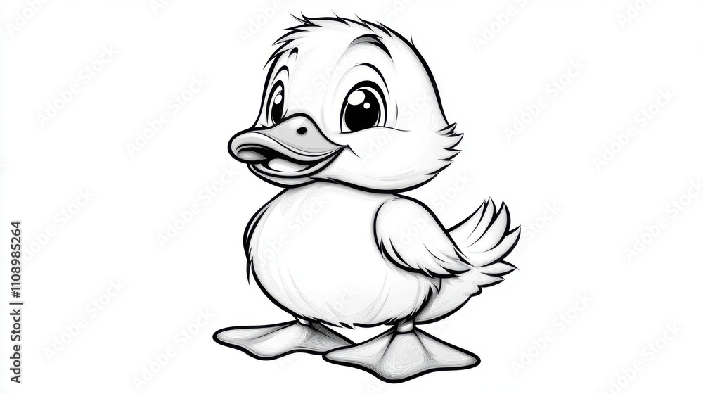 Fototapeta premium Playful cartoon duck character creative illustration children's art whimsical style fun concept for kids' content