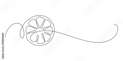 Lemon, orange, lime, citrus fruit. Continuous line drawing.