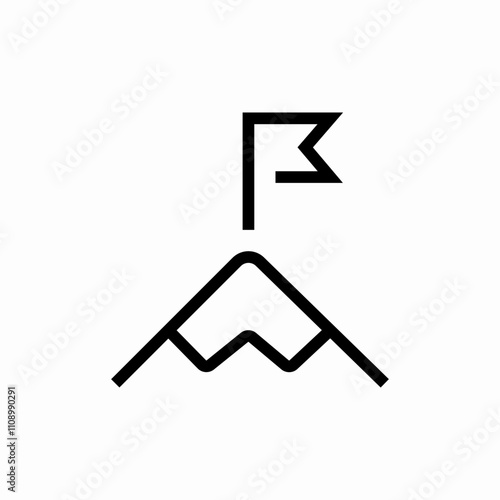 mountain top flag icon sign vector