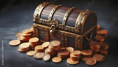 treasure chest with gold coins
