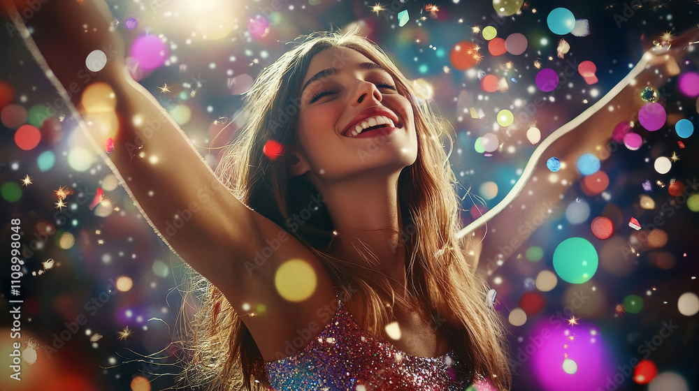 Beautiful woman who is celebrating the new year on a party Beautiful woman who is celebrating the new year on a party
