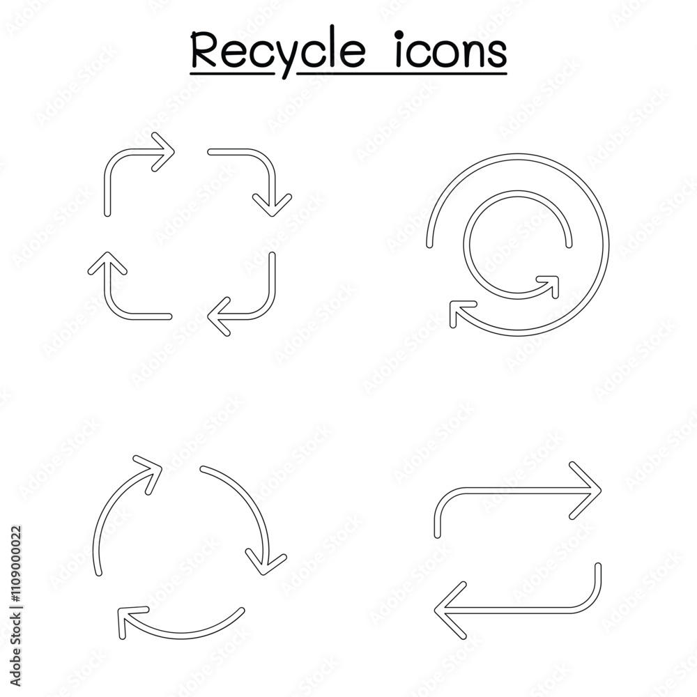 Fotografie Recycle icon set in thin line style
