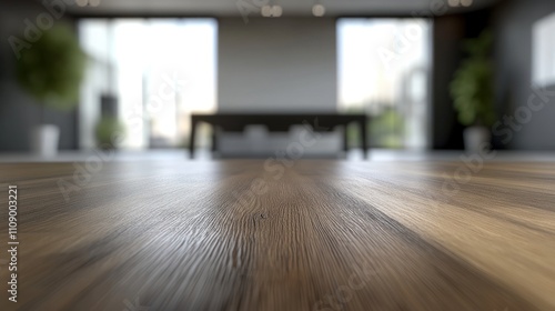 Wallpaper Mural Close-up of a Polished Wooden Tabletop in a Modern Interior Torontodigital.ca