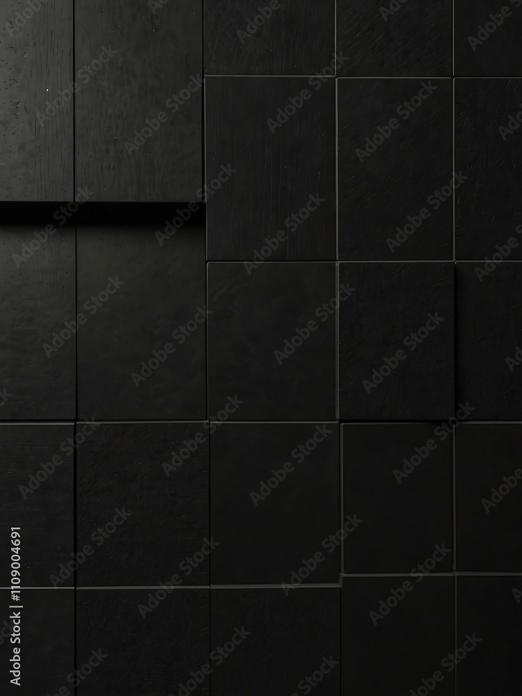 Naklejka premium Textured black cube wall creating a modern aesthetic.