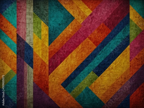 Textured design with a mix of bright colors.