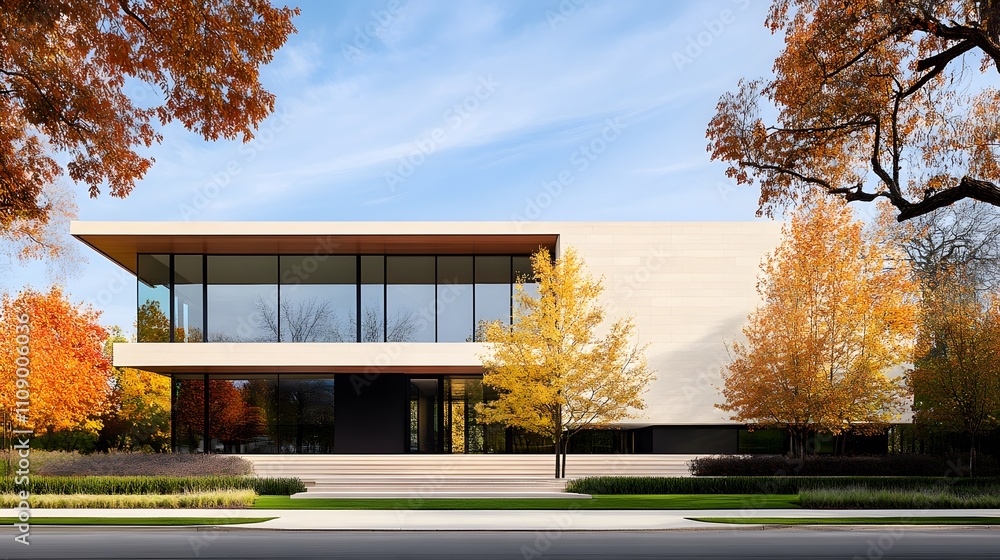 Obraz premium Sleek contemporary house design featuring minimalist architecture and spacious interiors, 3D rendering architectural