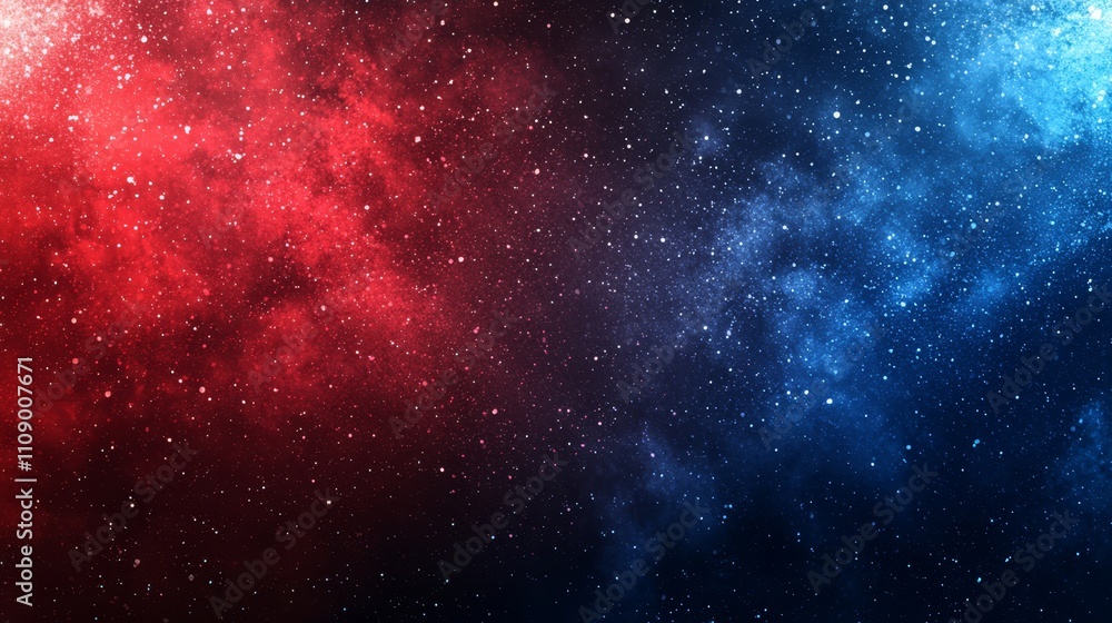Naklejka premium a red and blue nebula with stars in the background, creating a beautiful and mesmerizing wallpaper