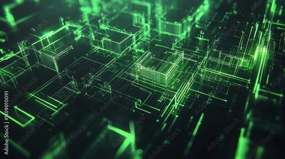 a computer screen with a green circuit board in the middle of it, illuminated by a combination of green and black colors The circuit board is composed of various l a computer screen with a green circuit board in the middle of it, illuminated by a combination of green and black colors The circuit board is composed of various l