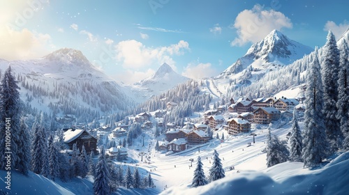 Picturesque Winter Scene of Arosa Ski Resort