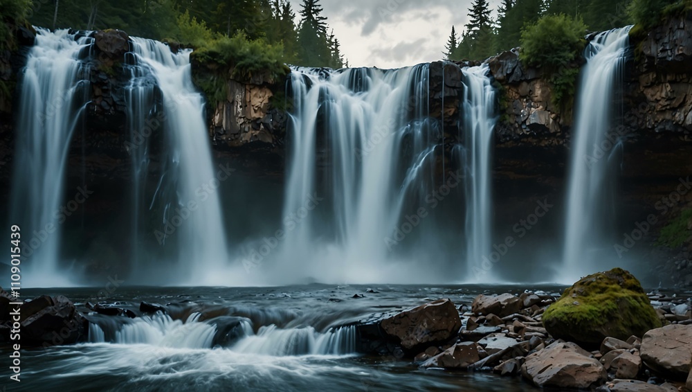 Obraz premium Thundering waterfalls in a powerful cascade.