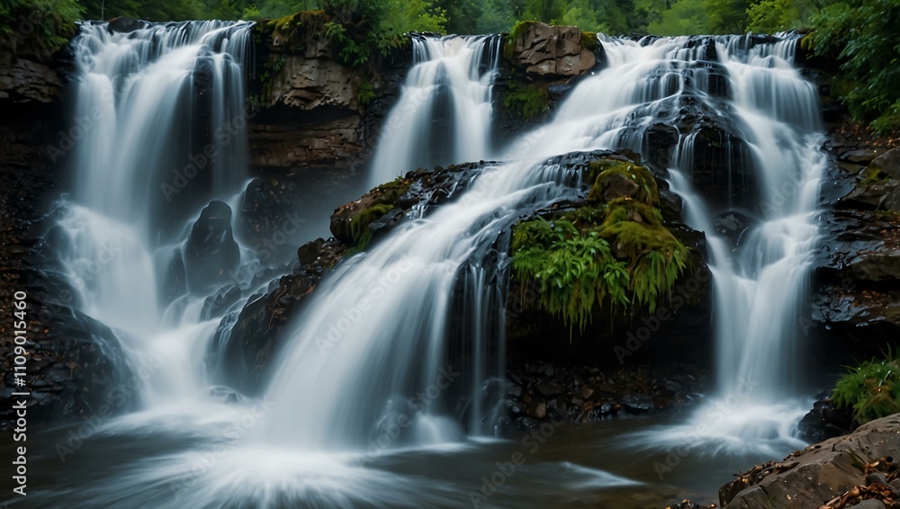 Obraz premium Thundering waterfalls in a powerful cascade.