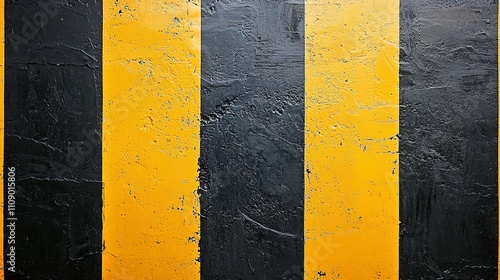  a yellow and black striped wall with a black background, creating a striking contrast between the two colors The yellow stripes are evenly spaced and run horizonta photo