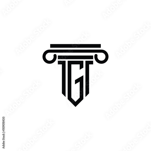 Letter G logo design template with Column logo shape.