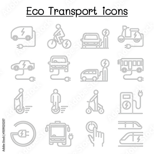 Eco transport icon set in thin linestyle photo