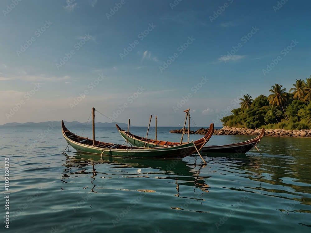 Traditional banka boats on the sea. Traditional banka boats on the sea.