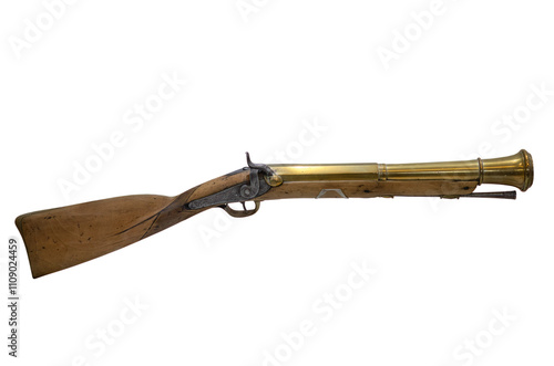 antique  rifle  on white, isolated