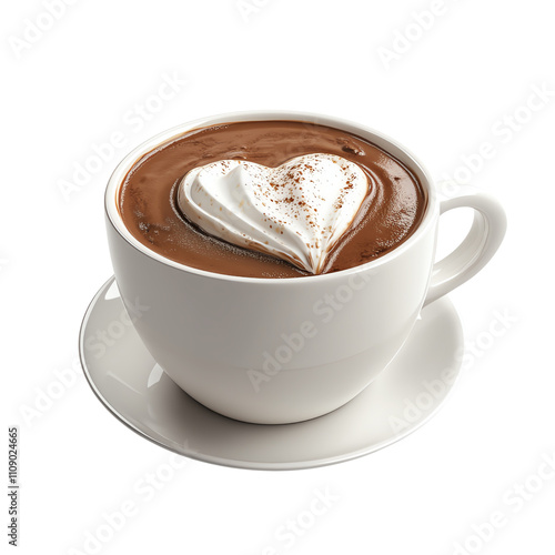 Hot chocolate with heart-shaped cream topping photo