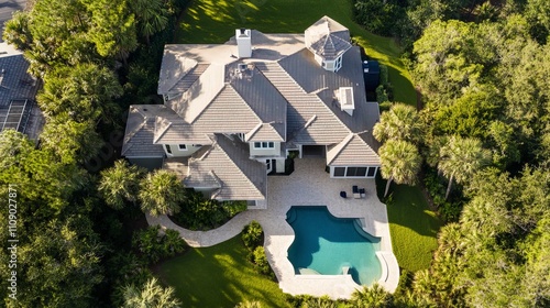 Jacksonville Florida Beach Aerial View. Luxury Home on Ponte Vedra Beach with Ocean Views  photo