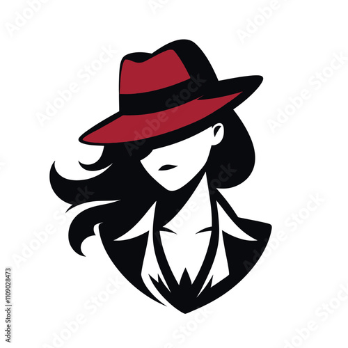 Stylish Woman in Red Fedora, Vector Illustration.eps