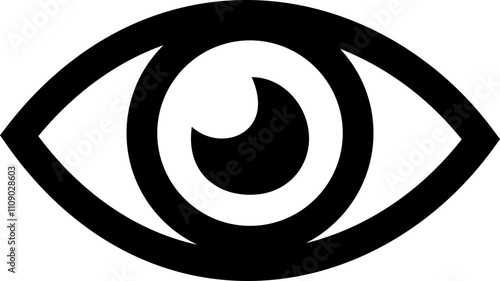 Black eye icon. Bold outline detail , eyesight pictogram, see, visible, retina solid icons, Minimalist vector graphic design elements. Simple geometric design. isolated on transparent background