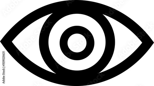 Black eye icon. Bold outline detail , eyesight pictogram, see, visible, retina solid icons, Minimalist vector graphic design elements. Simple geometric design. isolated on transparent background