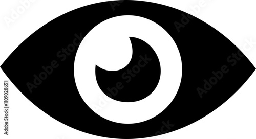 Black eye icon. Bold outline detail , eyesight pictogram, see, visible, retina solid icons, Minimalist vector graphic design elements. Simple geometric design. isolated on transparent background
