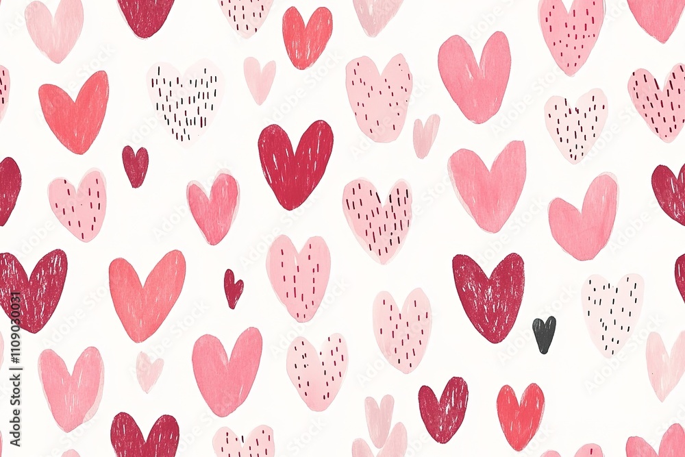 Seamless pattern with watercolor pink grungy hearts on white background.
Seamless pattern with watercolor pink grungy hearts on white background.