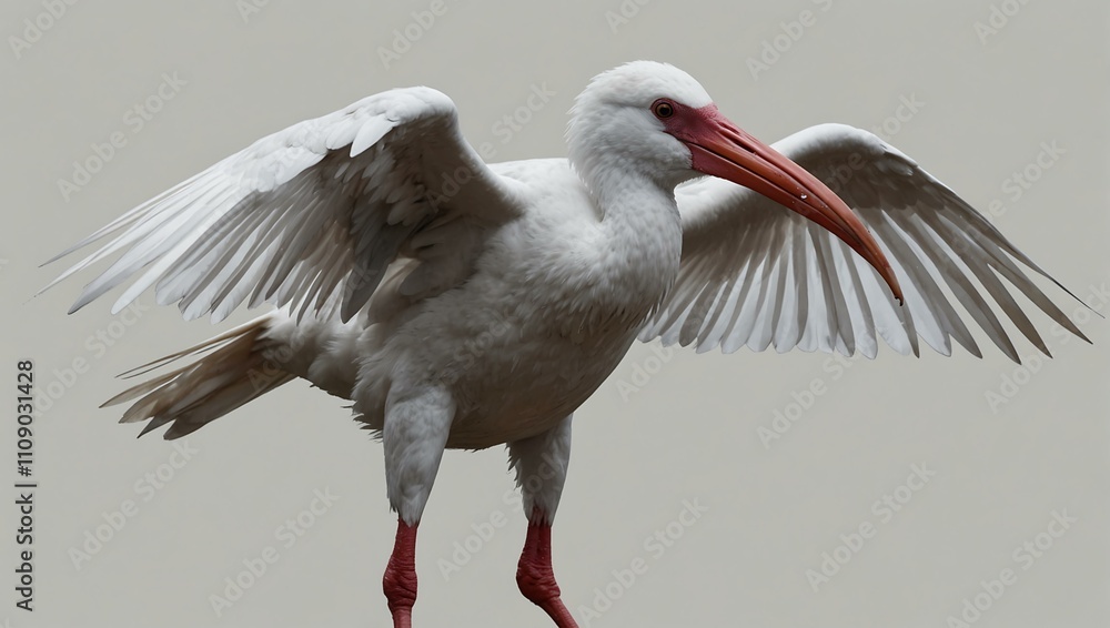 Fototapeta premium Transparent white ibis icon, anime style.