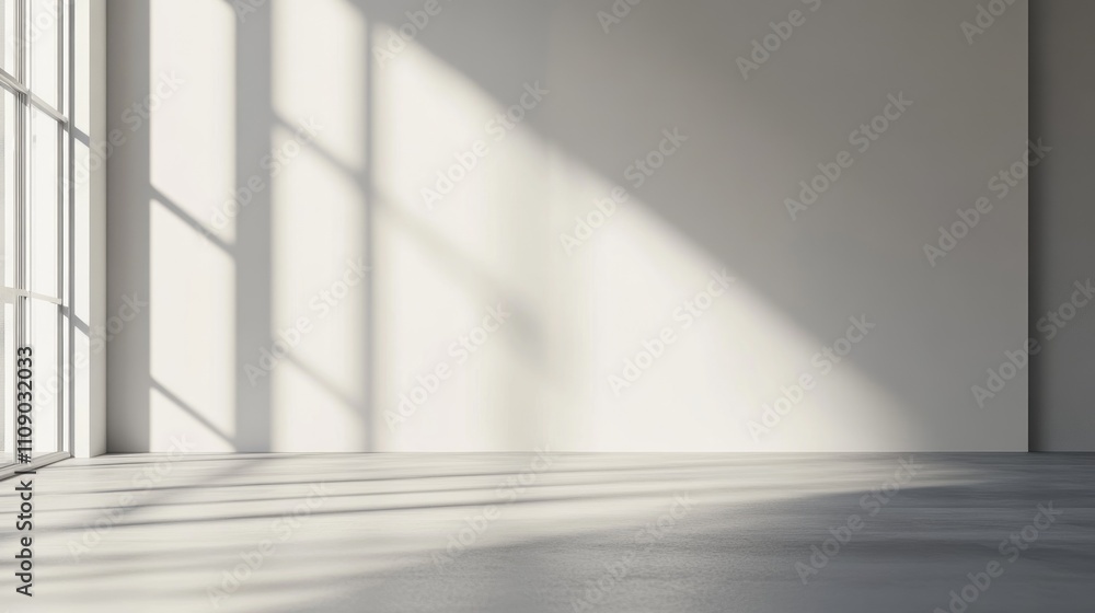 Obraz premium Sunlit Minimalist Interior: Empty Room with Large Window and Sunlight Streaming In