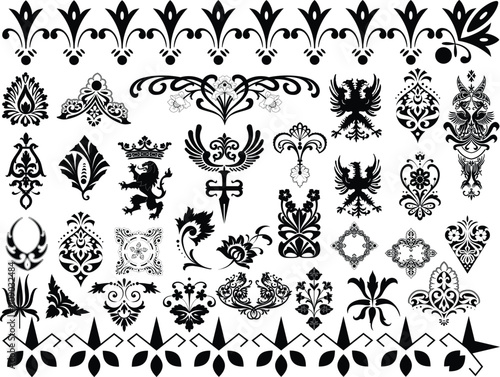European classical pattern Vector bundle, Clipart, Silhouette, Vector, icons, illustration, design.