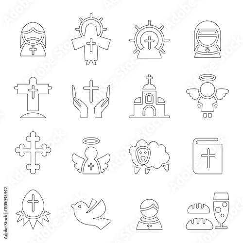 Thanksgiving , Easter, Christmas icon set
