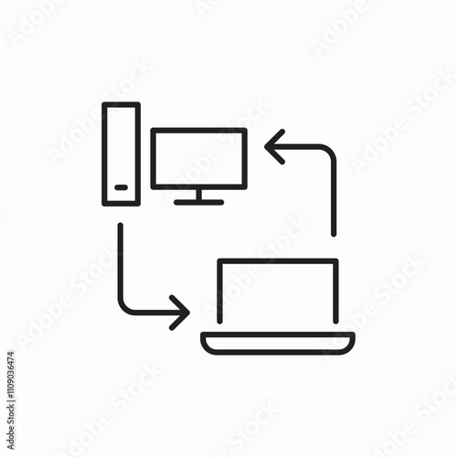 laptop computer transfer icon sign vector