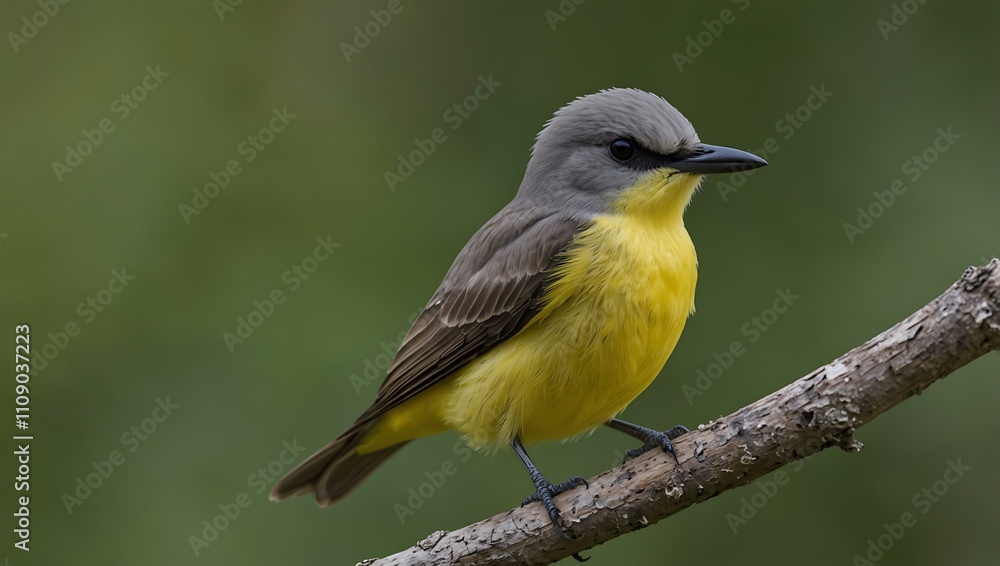 Fototapeta premium Tropical kingbird perched, searching for food.