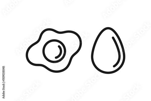 line icons of boiled and fried eggs