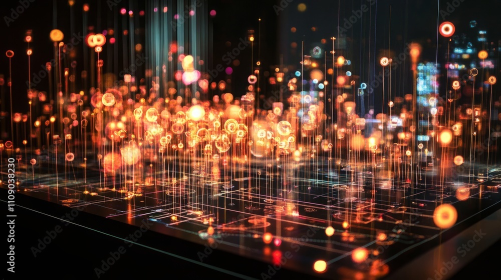 Naklejka premium Glowing Profit Visualization: Charting the Growth of Virtual Economies