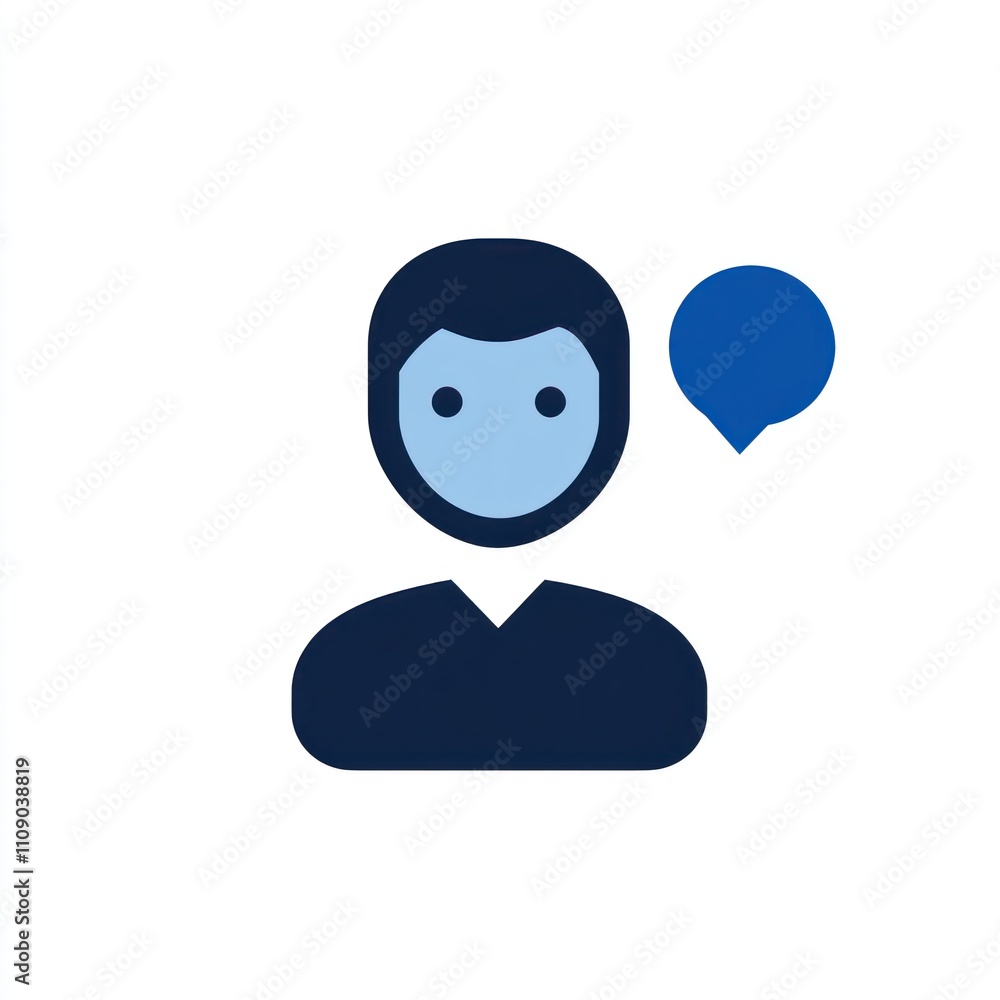 Simple icon of a person with a speech bubble. Simple icon of a person with a speech bubble.