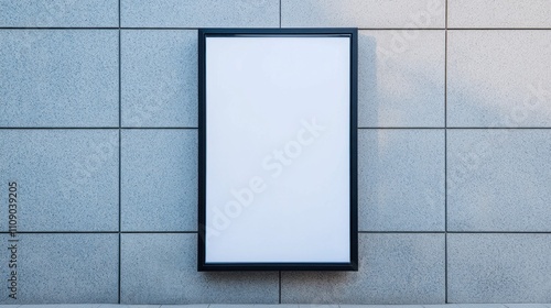 Modern blank signage with a sleek frame placed against a vibrant or neutral wall, perfect for advertisements, branding, or presentations