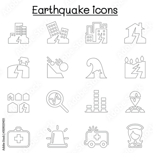 Earthquake icon set