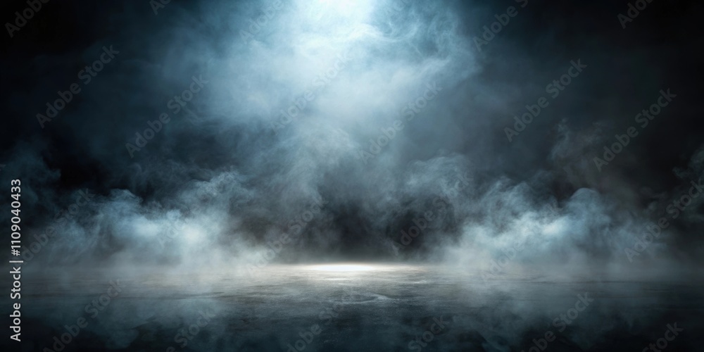 Fototapeta premium Foggy misty atmosphere over a dark background, fog, mist, ambient, eerie, spooky, obscurity, atmospheric, blurred, darkness