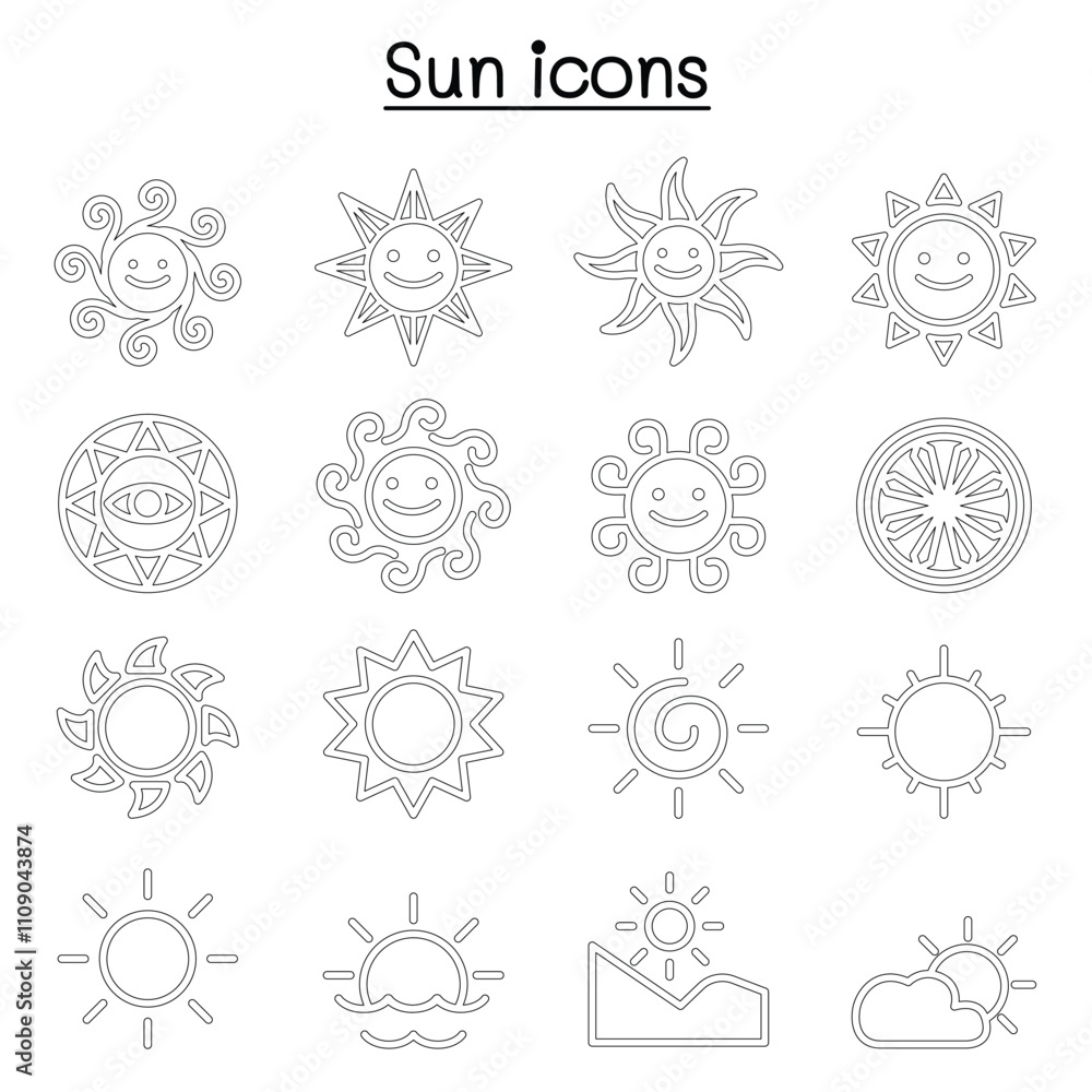 Sun icons set