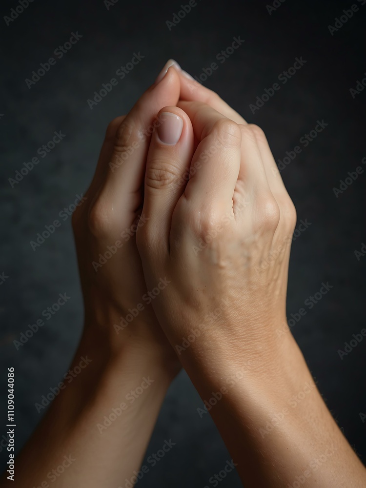 Fototapeta premium Two hands stretching out, symbolizing teamwork and connection.