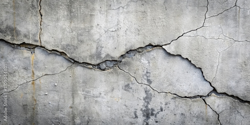 Obraz premium Cracked concrete wall with gray cement texture background, cracked, concrete, wall, gray, cement, texture, background, abstract