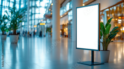Mock up. billboard with empty digital screen on  station. Blank white poster advertising, public information board stands at station in front of people