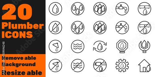 plumber water pipe leakage repair plumbing service technician editable