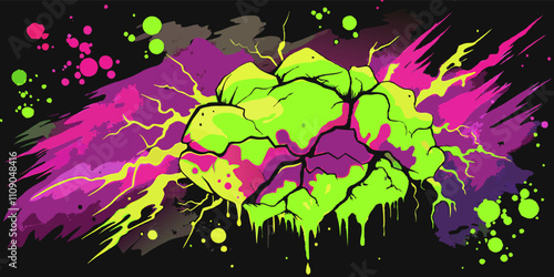 Colorful abstract background featuring flowing organic shapes in vibrant green, purple, and pink against a black backdrop, creating a dynamic and visually appealing design